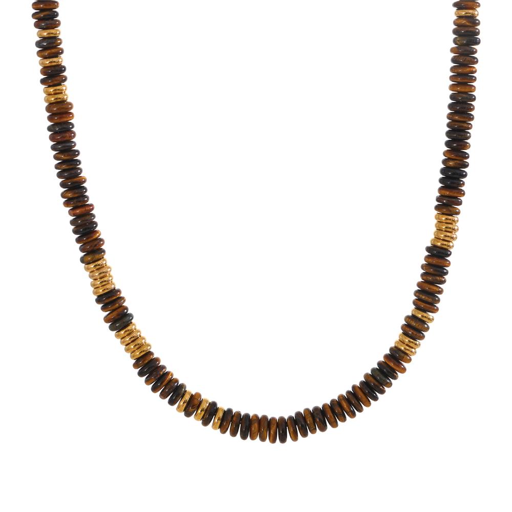 Colorful Natural Stone Beads Handmade Chain Y2K Fashion Necklace for Women Stainless Steel Waterproof Collar Jewelry Gift