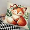1pc Flower Fox Pillow Case Square Bedroom Sofa Leisure Comfort Cushion Car Living Room Home Decoration