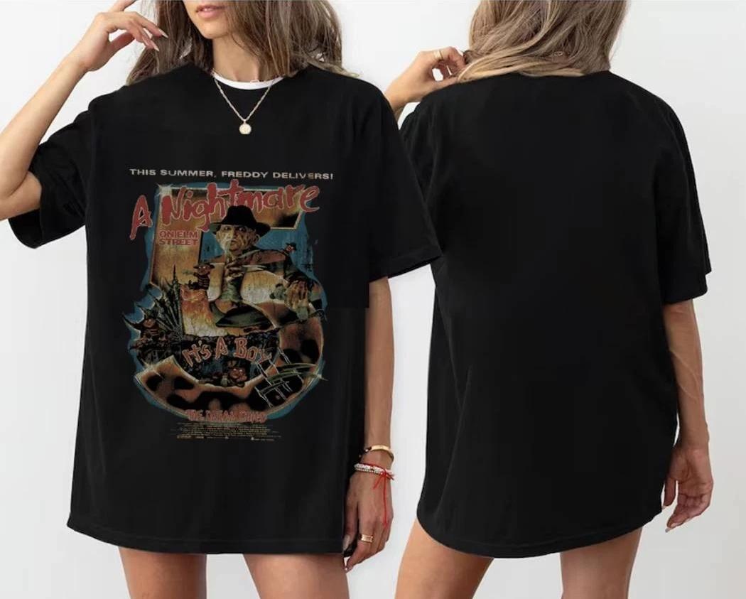 A nightmarre on elm street this summer freddy delivers tshirt, retro tshirt S