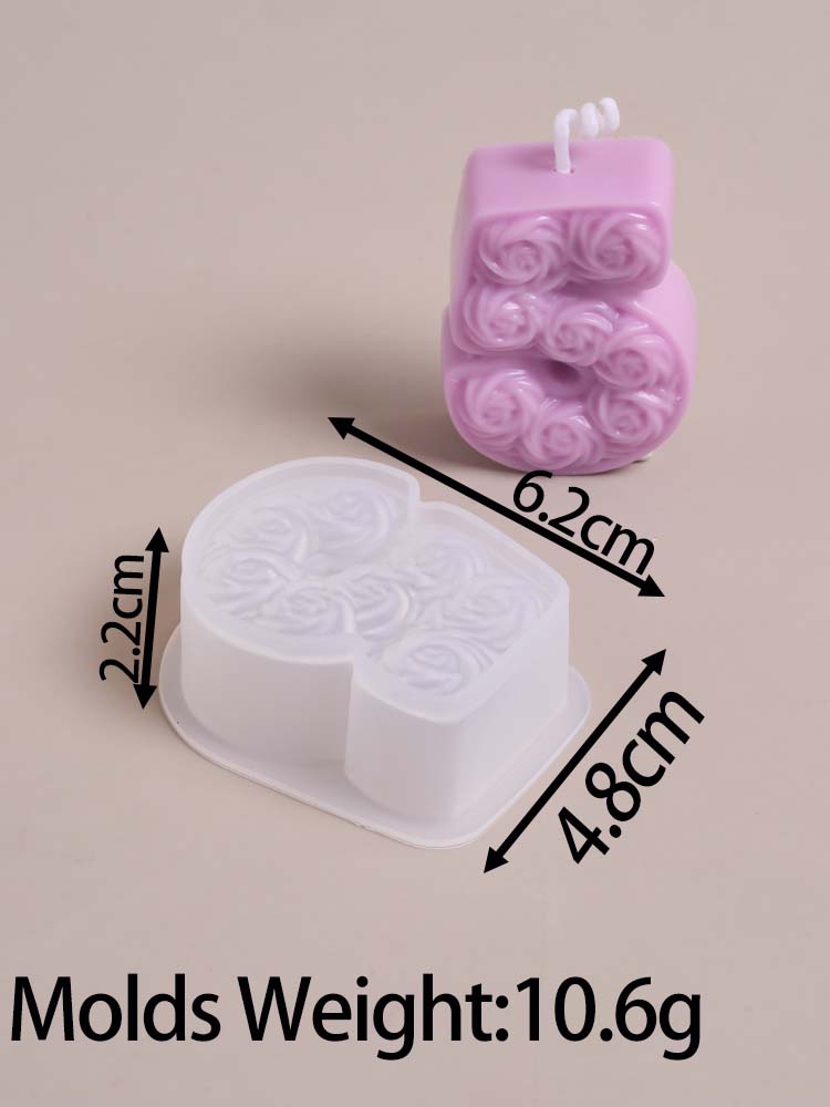 DIY Rosen-Zahlen-Geburtstagskerzen-Ornament Silikonform Handgemachte Duftkerzen Herstellungszubehör Gips-Handwerk Gussformen Geschenke