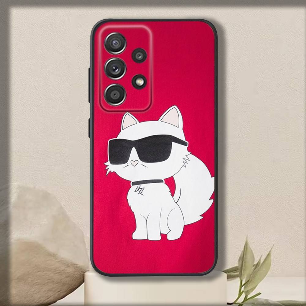 Coole Mode Katzen Handyhülle Für Samsung S 25,24,23,22,30,21,10,9,Ultra,Plus,Lite,FE,4,5 G Weiche Schwarze Hülle