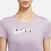 Nike Swoosh Logo Print Sport Crew Neck Short Sleeve T-Shirt Women Tops Light-Purple CZ9279-576