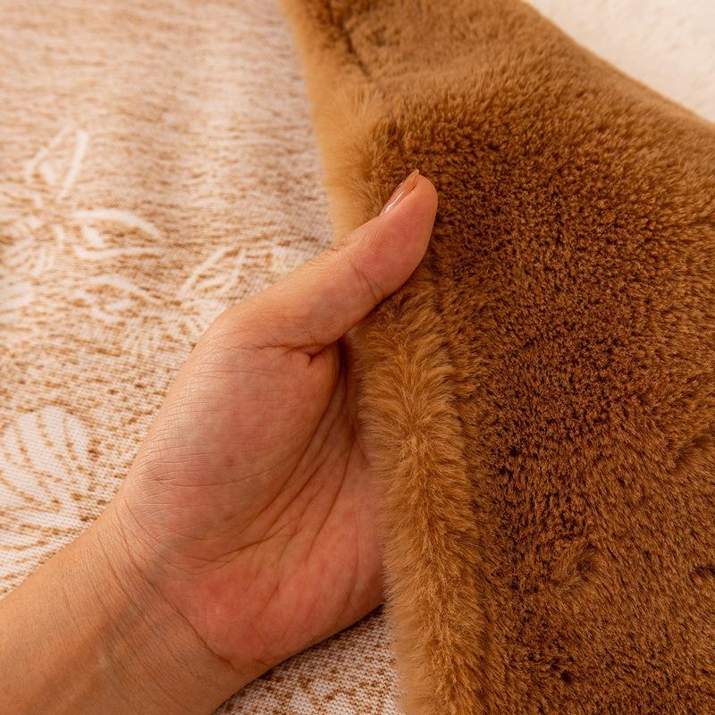 Faux Rabbit Plush Butterfly Printed Sofa Towel Thick Soft Sofa Blanket For Autumn Winter Full Cover Dustproof Armchair Protector