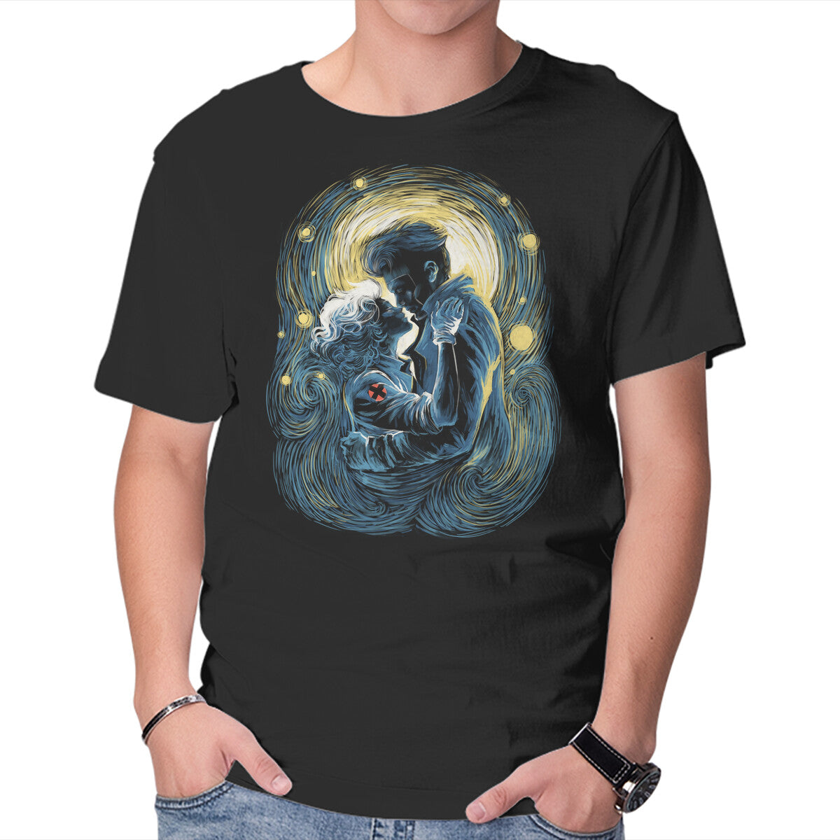 Unisex Crew Neck T-Shirt Starry Love Graphic Short Sleeve Casual Tee XXL