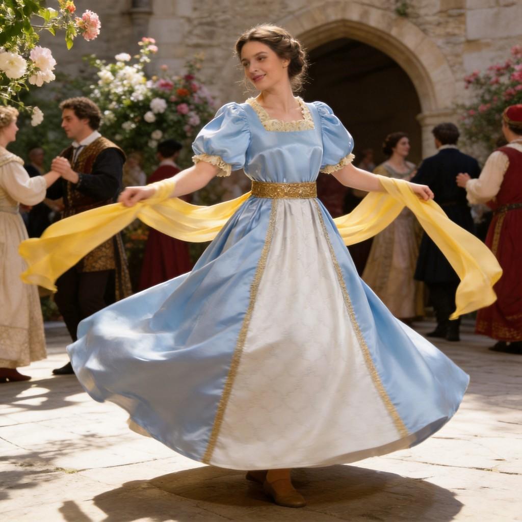 Midieval Fantasy Cosplay Dress With Linen Fabric For Stage Performances And Casual Events