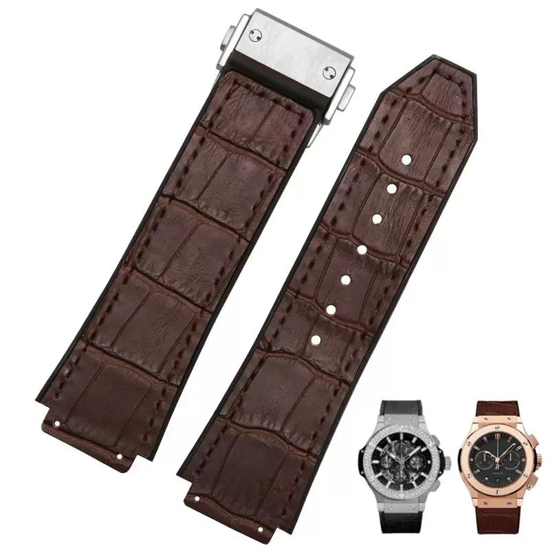 Orologio in Pelle di Mucca per HUBLOT Hengbao Yubo Classic Fusion Big Bang Cinturino in Silicone Pelle Vera Uomo 26-19mm