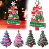 Christmas Atmosphere Supplies 2D Wooden Tabletop Ornaments, Xmas Tree Santa Small Gifts Snowman Sign with Stand, Holiday Party Decorations Home