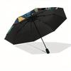Peacock, Artwork Automatic Folding Umbrella  8 Ribs, Durable Iron Frame, Bright Color Pattern Compact Travel Umbrella, Suitable for Outdoor,