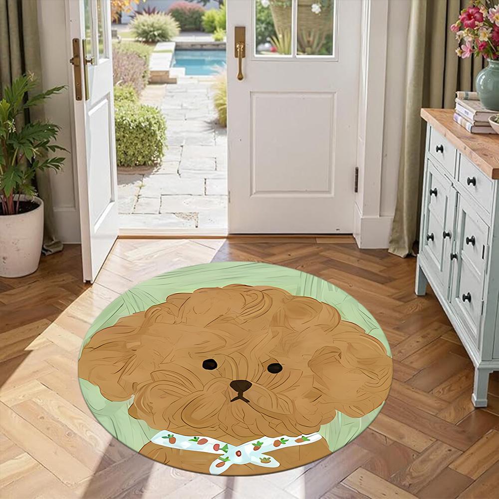 Dog Round Floor Mat Perfect for Living Rooms Dormitory Entryway Playrooms Antislip Round Carpet Anime Office Decor Perfect Gift for Friends Family