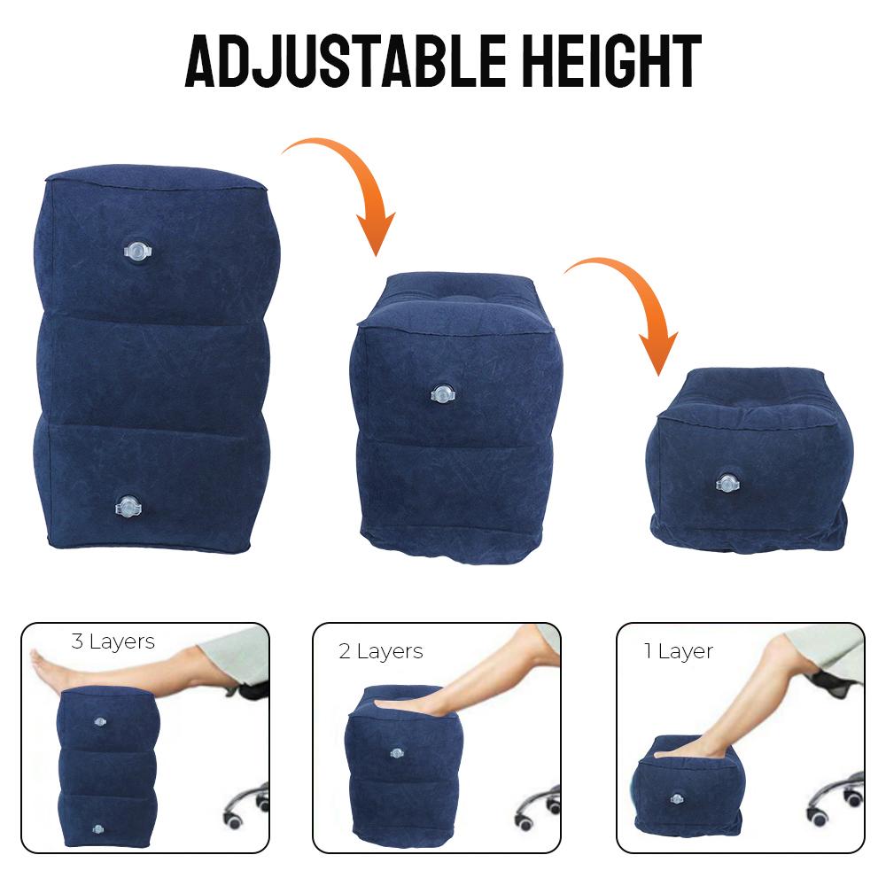 PVC 3 Layers Footrest Pillow Portable Adjustable High Leg Support On Airplane Car Bus Inflatable Travel Foot Rest Pillows