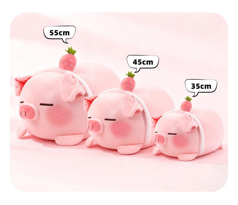 Cute Strawberry Piglet Plush Doll Pillow - Perfect Birthday Gift & Backrest