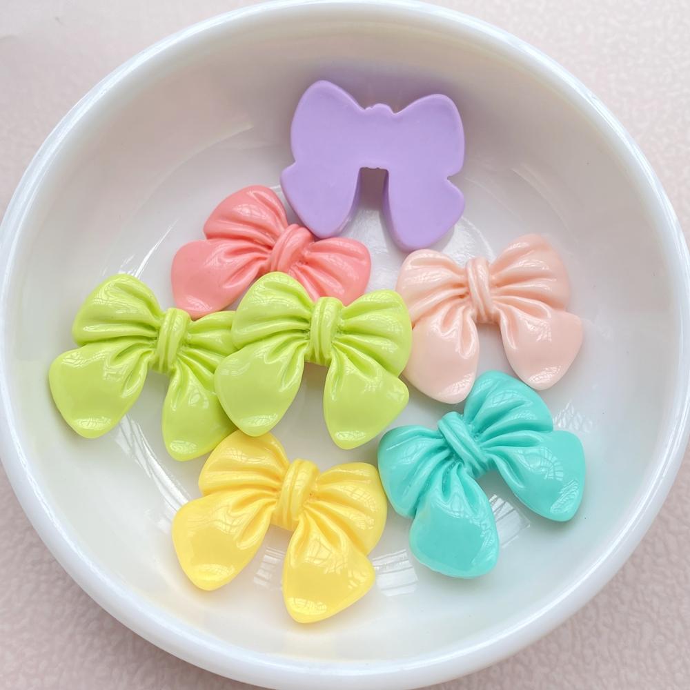 10PCS New Models Colorful Cartoon Bow Flowers Series Resin Scrapbook DIY Jewelry Hairpin Headrope Decoration Crafts