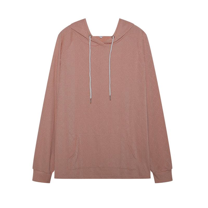 Women's Autumn and Winter Solid Color Casual Loose Hooded Sweatshirt