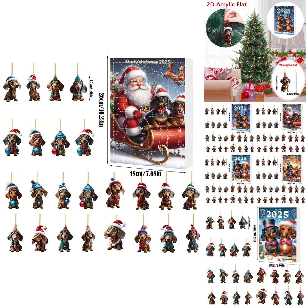 Christmas Countdown 24 Day Dog Pet Pendant With Acrylic Material For Holiday Decor And Gift Giving