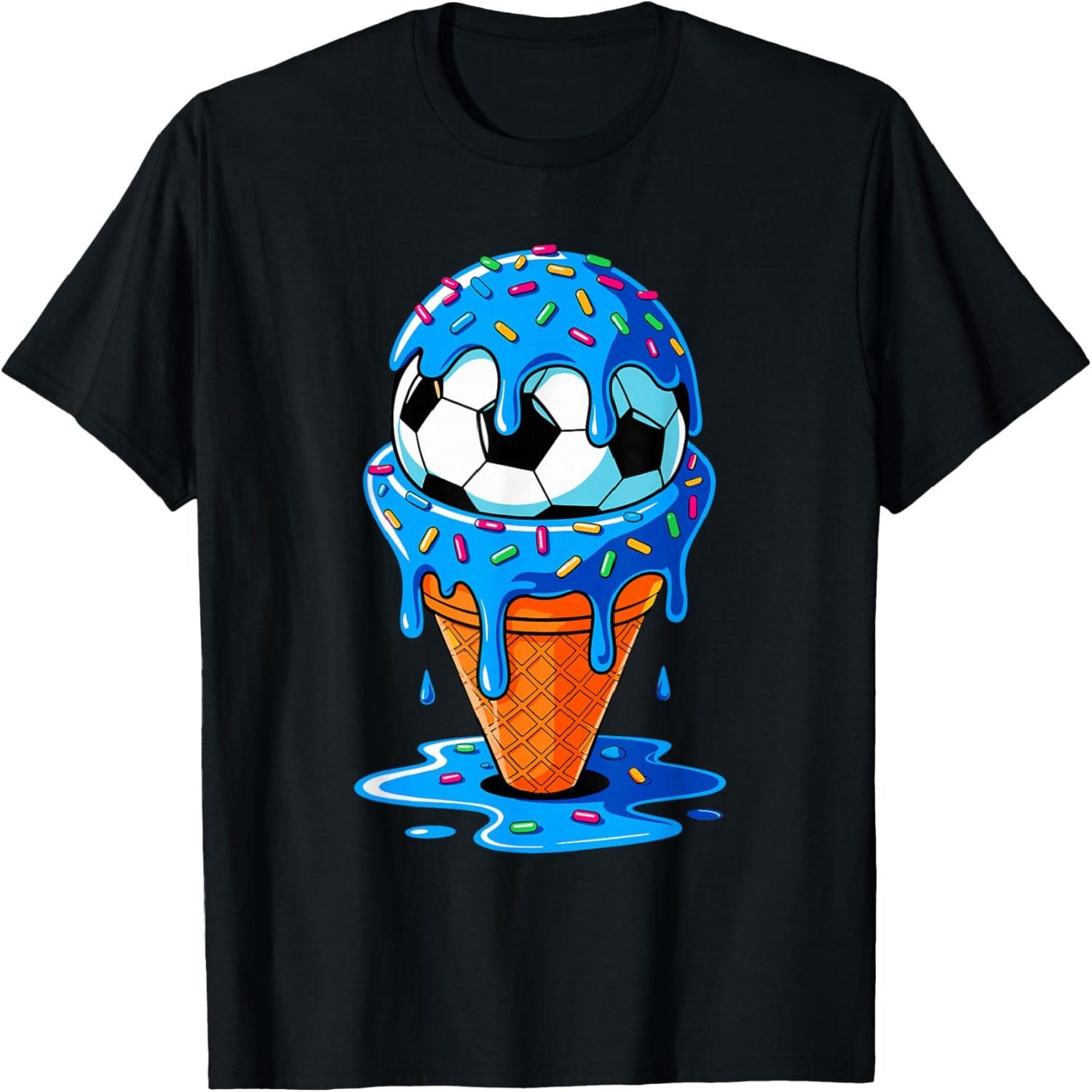 Soccer Ball Ice Cream Drip Fun Sprinkles Birthday Boys Girls T-Shirt S