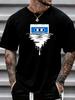 Unisex Black Crew Neck Tee Dripping Cassette Tape Print Oversized Short Sleeve Unisexs Summer Streetwear Casual Daily Basic Wear Top