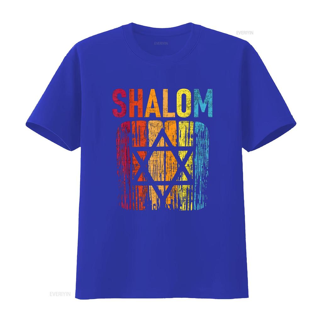 Shalom Retro Star Of David Jewish Peace Hebrew Israelites T Shirt vintage Washed Soft Casual designer clothes Slightly