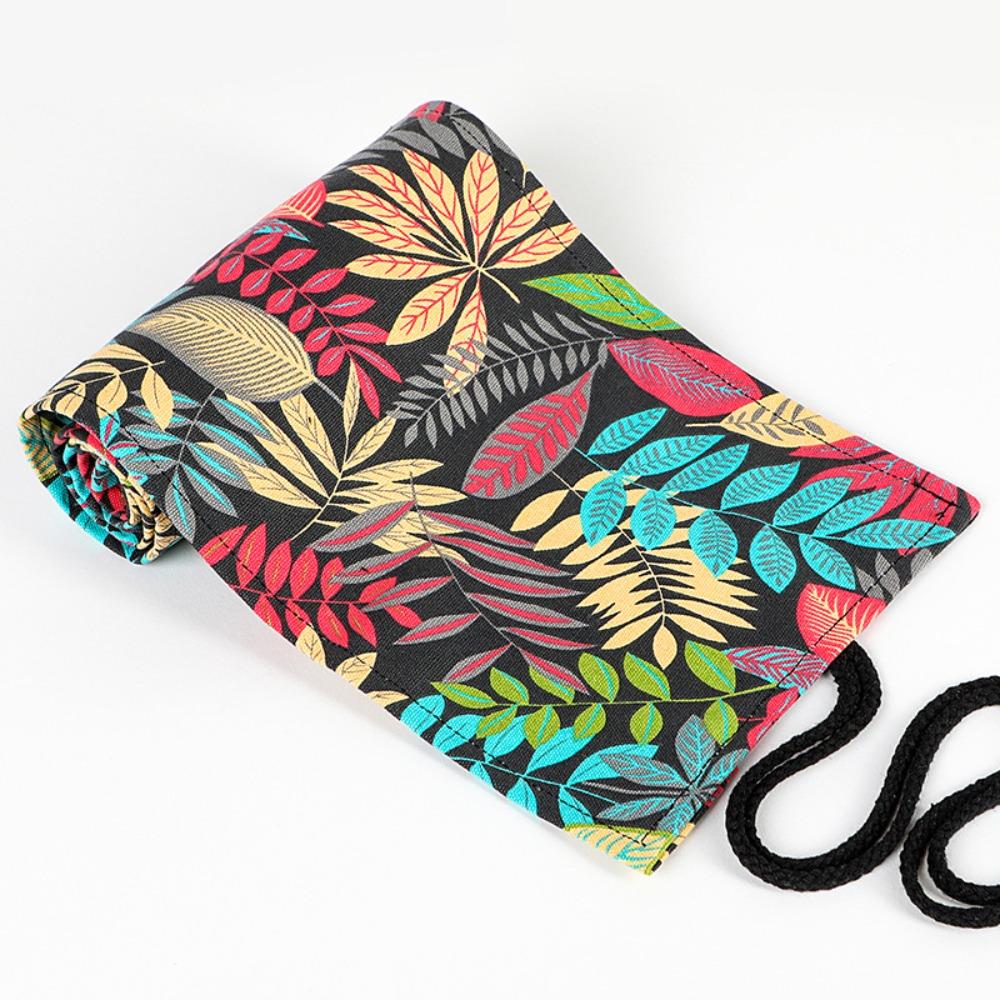 12/24/36/48/72 Hole Pencil Case Canvas Pencil Bag Roll Up Pen Curtain  Student School Supplies