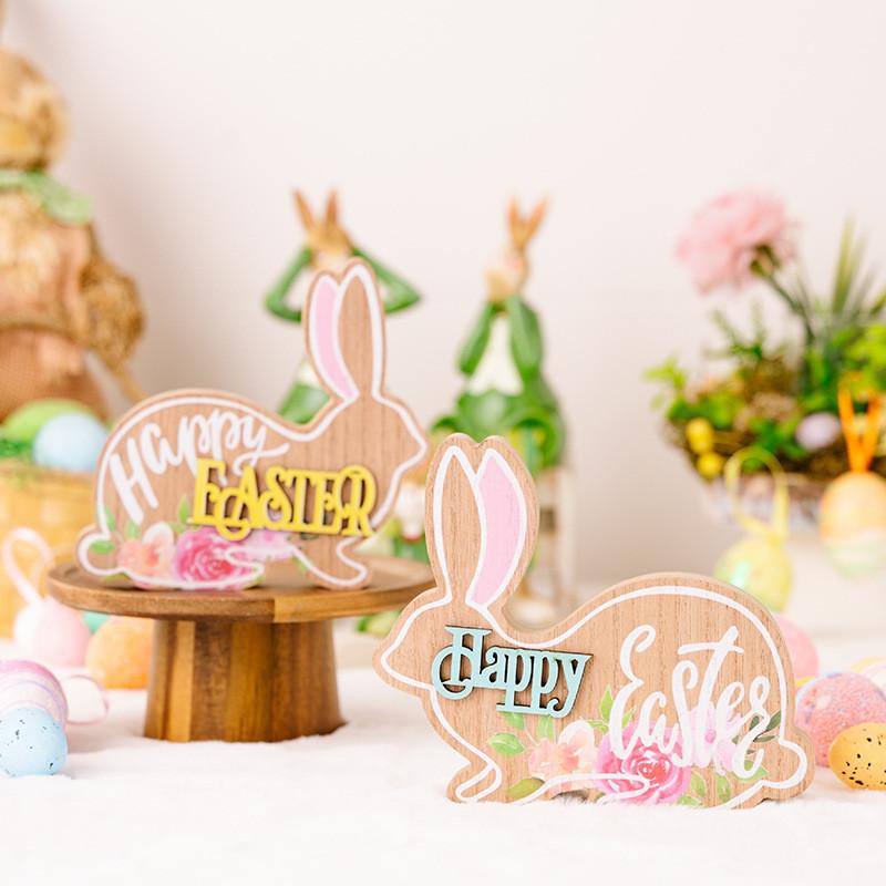 Delightful Colorful Easter Bunny Resin Decorations In Yellow Blue And Red Designs