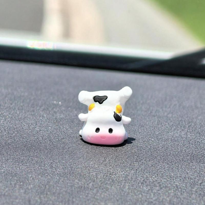 2 Pezzi Mucca Carina Ornamento Decorazione Interni Auto, Ornamento Schermo Console Centrale Auto, Decorazione Auto