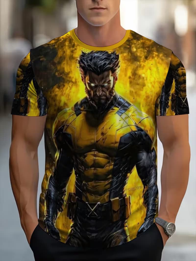 

Men s Retro 3D Graphic Print T-Shirt - Perfect for Daily Wear and Vacation S