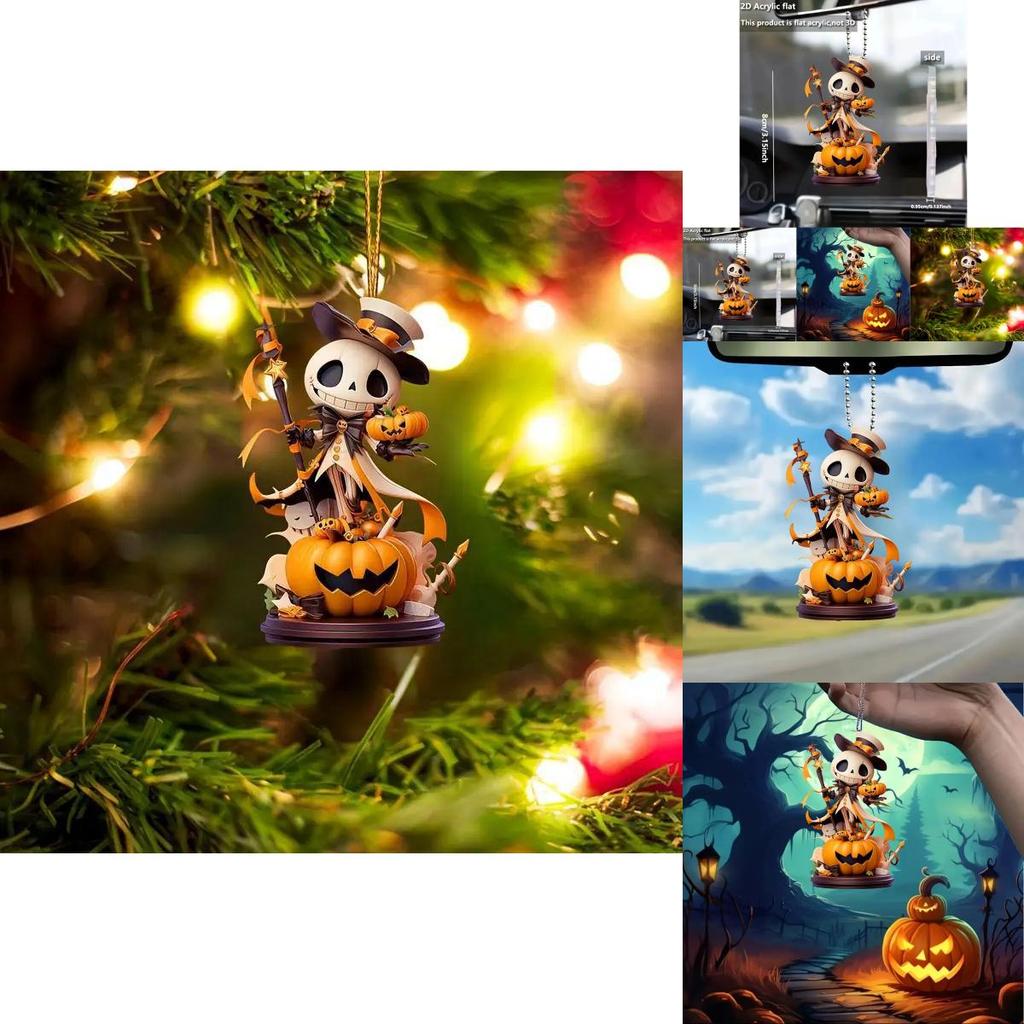 Creative Acrylic Halloween Car Mirror Decoration Cute Cartoon Style Pendant Accessory