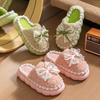 Bow cotton slippers women's autumn and winter indoor home thick bottom non-slip warm advanced hair plush confinement cotton mop