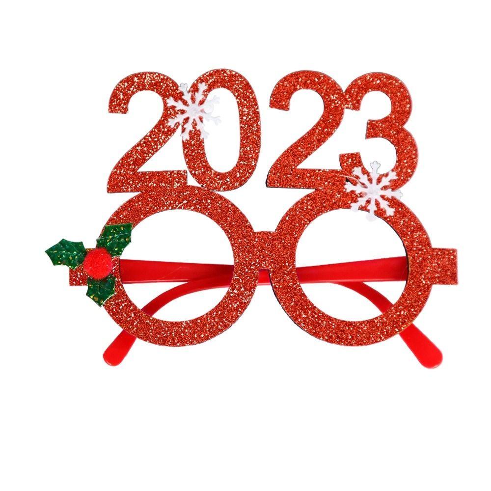 Red Santa Claus Eyeglasses Christmas Decorative Glasses Party Decorations Christmas Frame Glasses