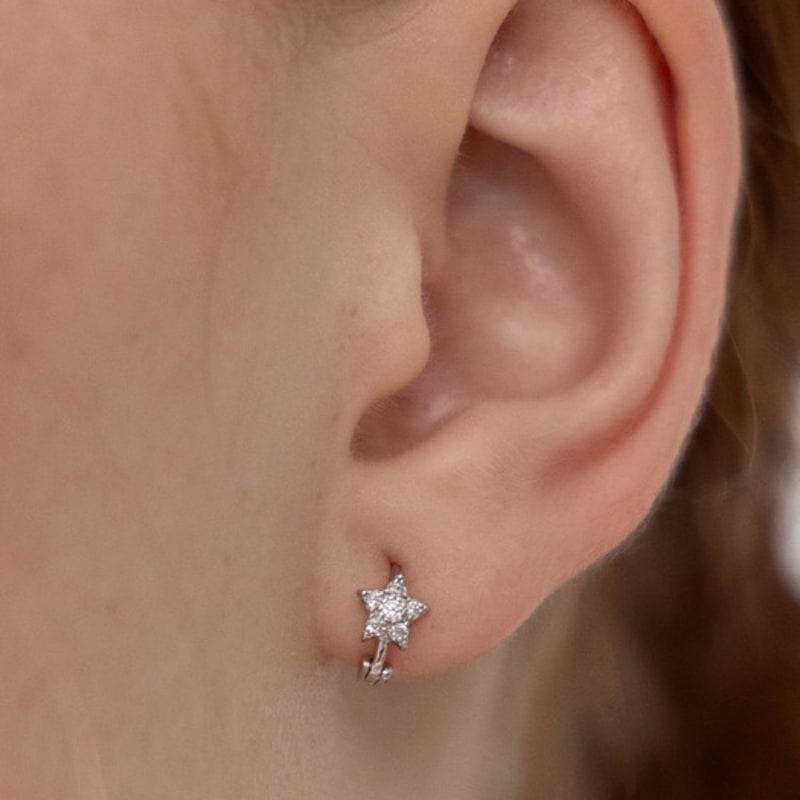 TATIANA (925 Silver) Crystal Starlet Hoop Earrings EC3230