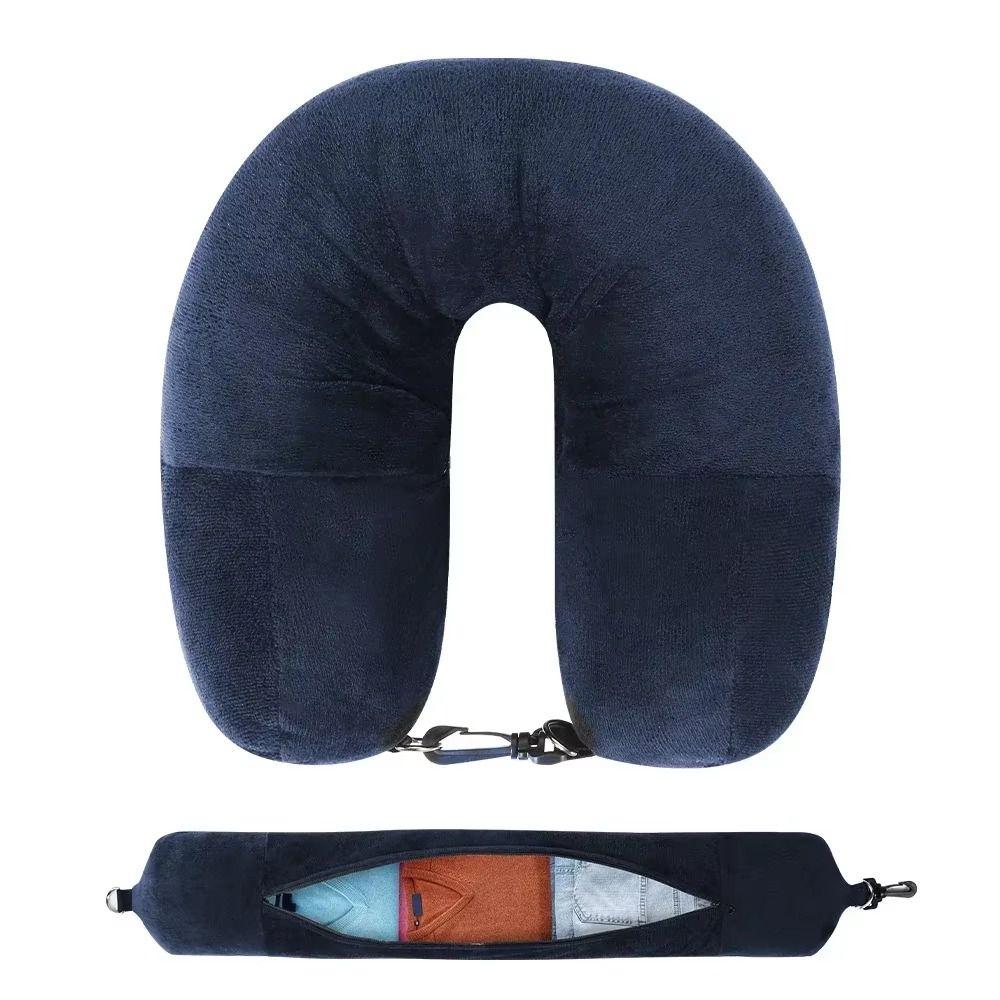 Lightweight Waterproof Travel Neck Pillow Portable Comfortable Storage Bag Soft Adjustable Strap Fillable Pillow Extra Luggage