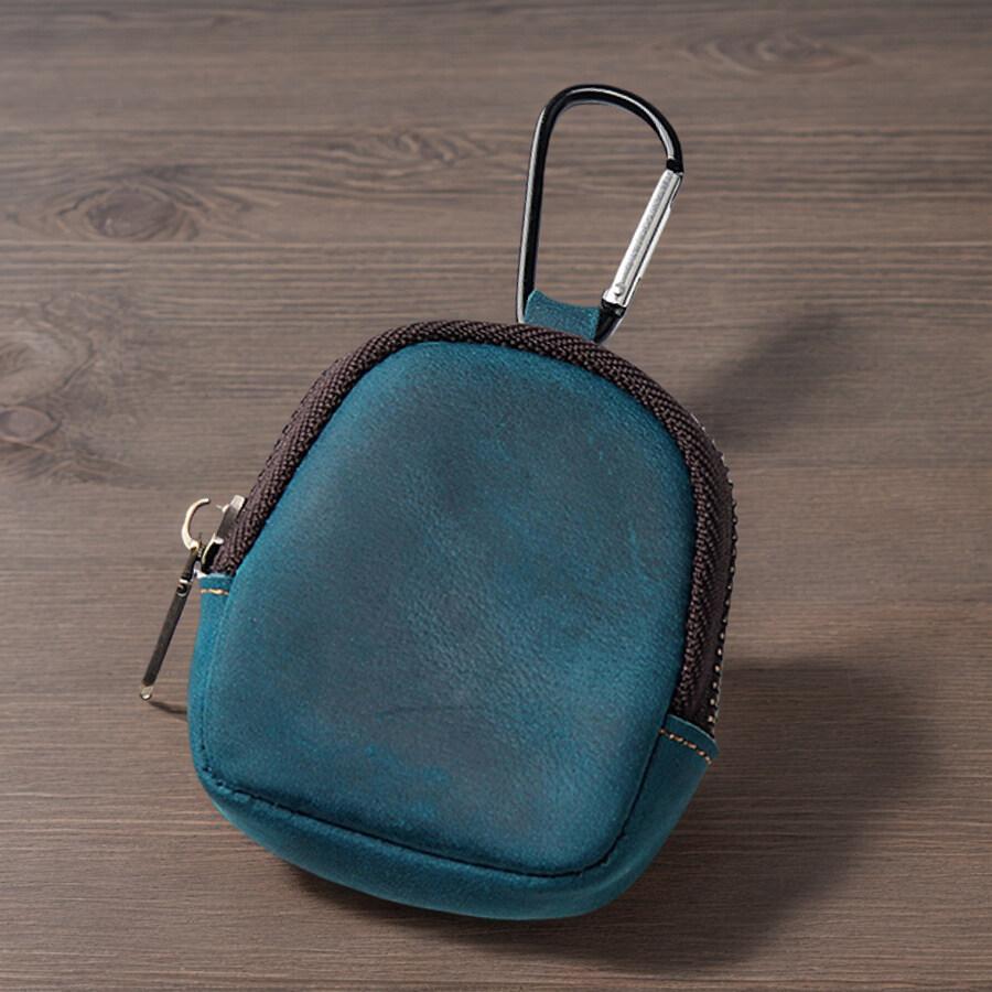 Retro Coin Bag Crazy Horse Leather Small Coins Keys Holder Zipper Pouches Bluetooth Earphone Storage Bags