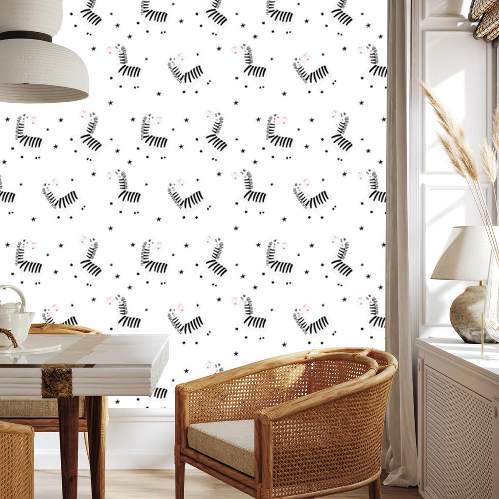 Zebra and Stars Animals Wallpaper for Living Room and Bedroom 50x1000