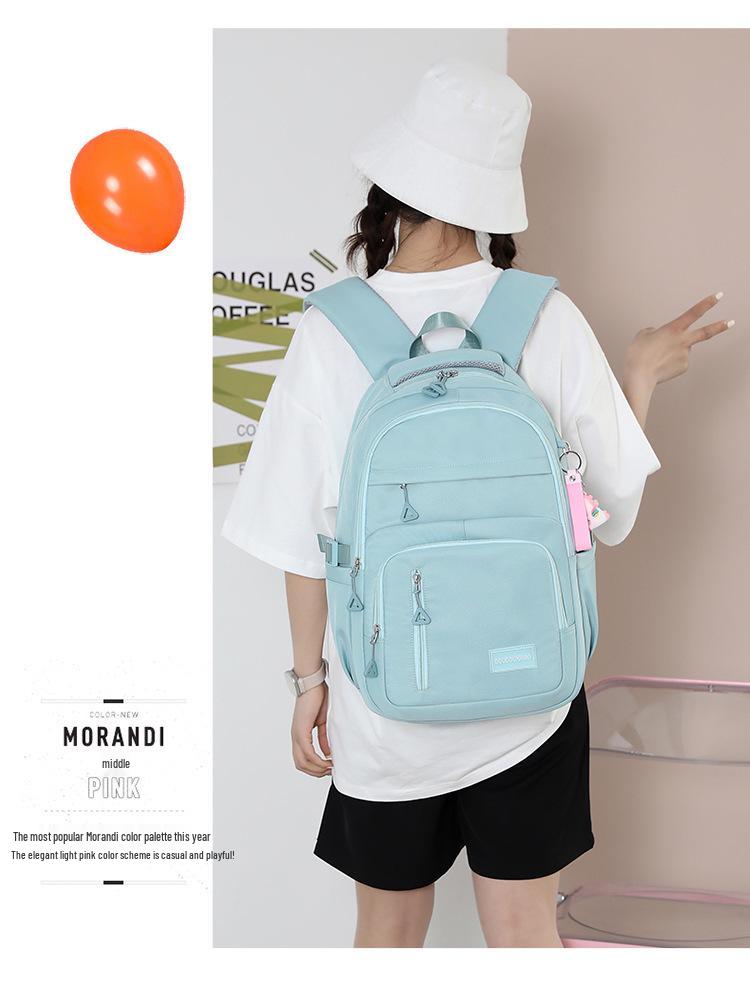Korean Style Large Nylon School Backpack for Girls – Fashionable, Simple Design for Primary and Junior High School Students