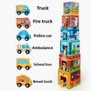 Supermarket Hospital School Wooden Stacked Building Blocks Box Set Children Toys