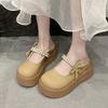 New Pearl Thick Bottom Heightening Muffin Non-slip Slippers Female Mary Jane Bow Spring Cute 2025 Bag Head Drag