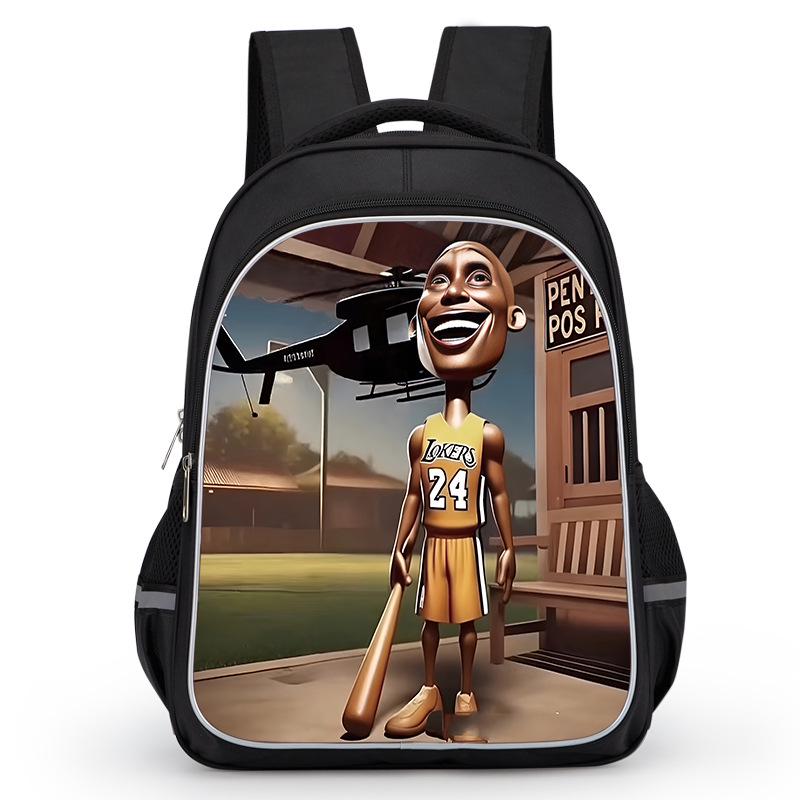 Cross-border Classic Mountains & Seas Stick Figure Kids' Backpack for Grades 1-6 - Load-Reducing Double Shoulder Bag for Boys