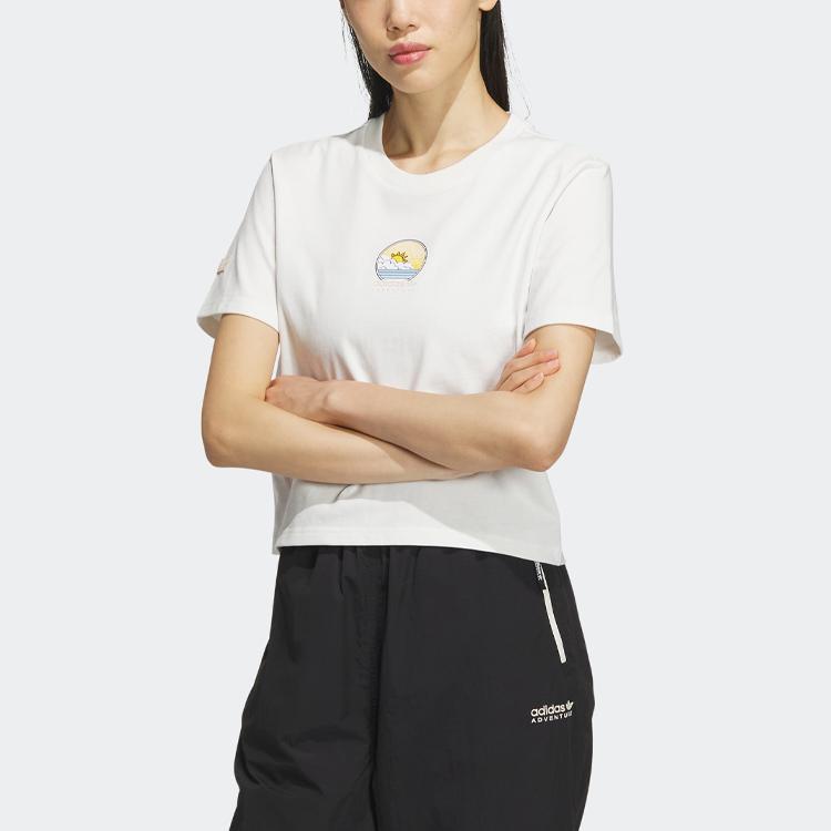 Adidas Originals Cartoon Print Round Neck Sports T-Shirt Women Tops White IK8611