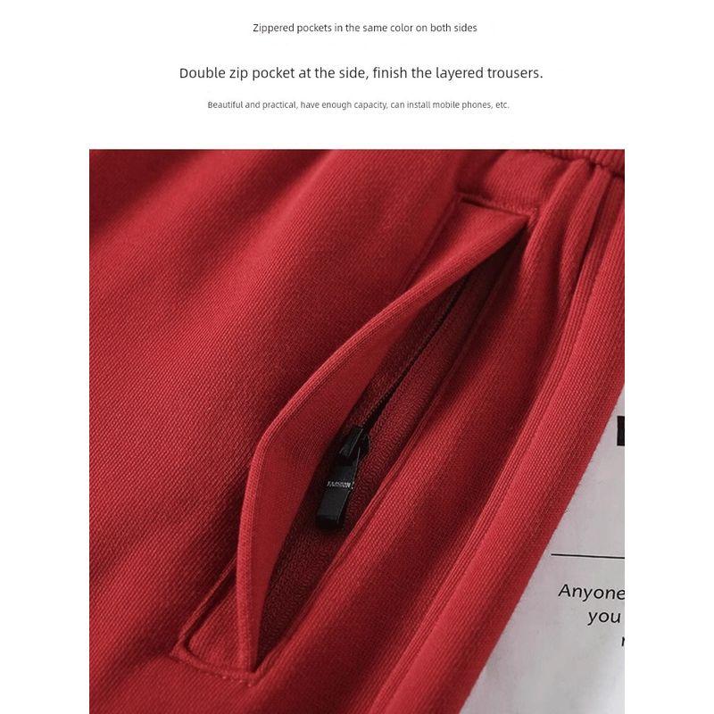 Pure Cotton Sweat pants Women 2025 Spring and Autumn New High Waist Sweatpants Plus size Casual Outer Wear Trousers Loose Straight Pants