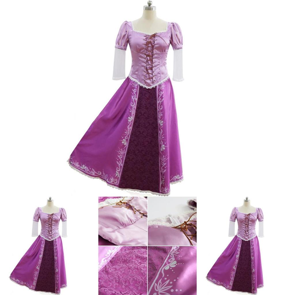 Elegantes Erwachsenen Märchen Prinzessin Rapunzel Cosplay Kostüm für Halloween Partys