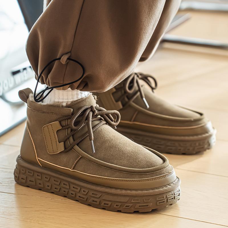 Cotton shoes new autumn and winter fleece warm mid-top shoes large size snow boots thickened casual fleece