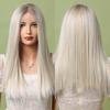 EASIHAIR Blonde Mixed Brown Lace Front Wigs Long Straight Natural Wigs for Women Silk Lace Frontal Synthetic Wig Heat Resistant