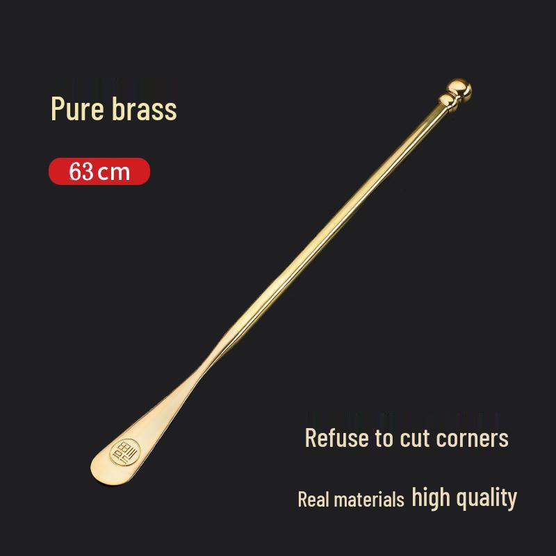 Pterocarpus Santalinus Premium Brass Shoehorn with Long Handle - Easy Lift for Pregnant Women