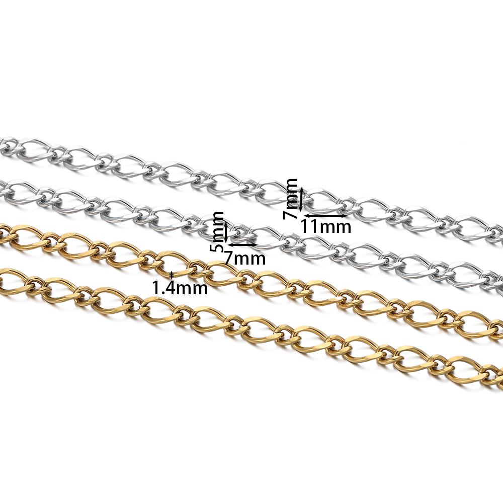 1m 1.4mm Golden Color O Clasp Twist Chain Stainless Steel Chains Links for DIY Jewelry Making Necklace Bracelet Accessories
