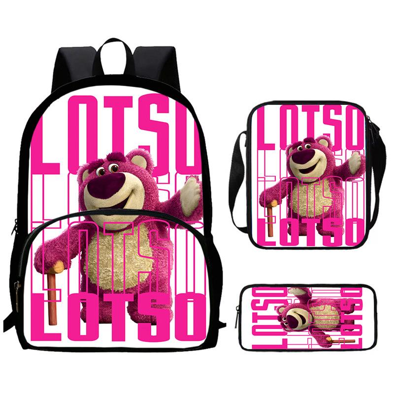 Strawberry Bear School Bag High Definition Printing Multi-Function Oxford Lightweight Backpack