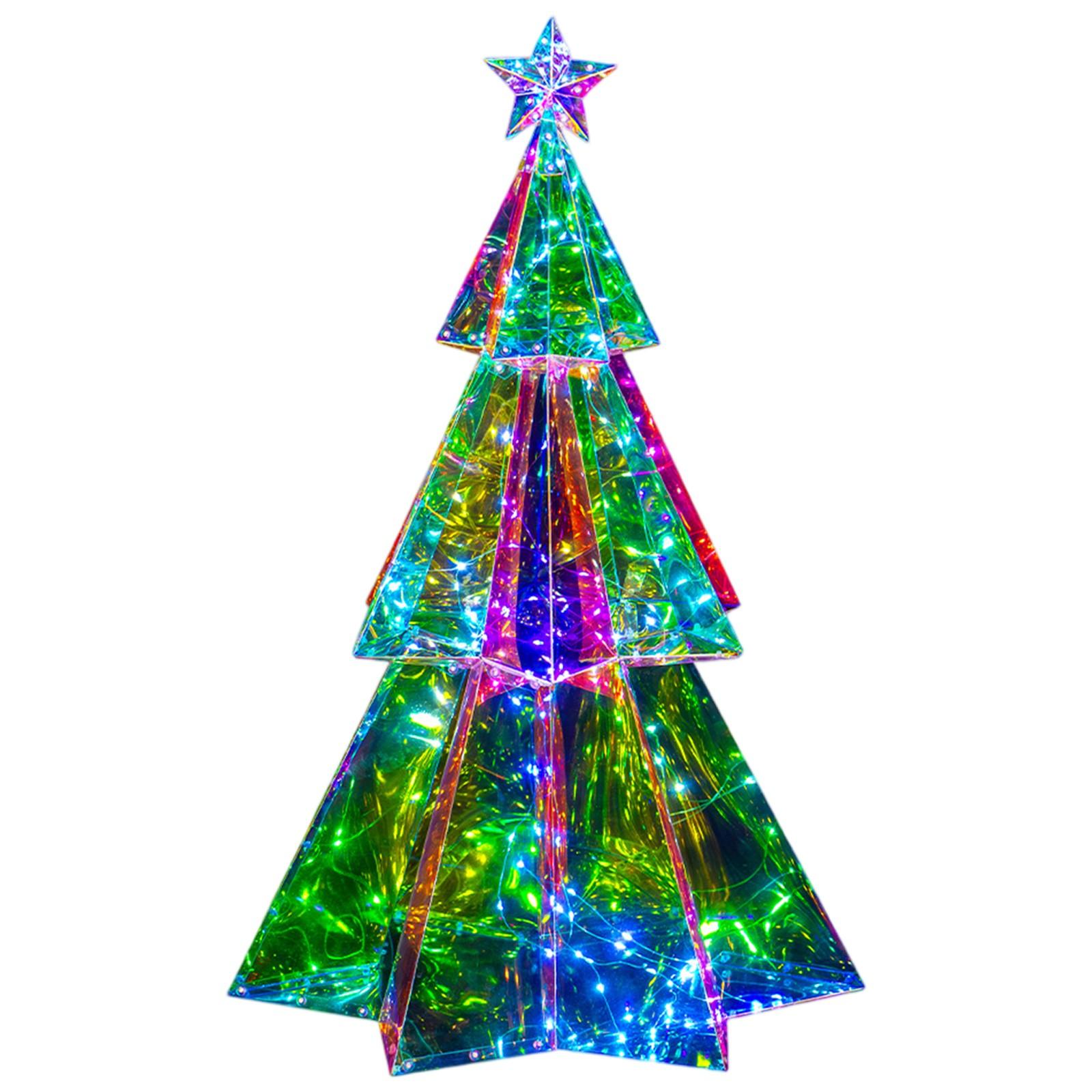 

Рождественская шестиугольная трехъярусная елка, светящиеся украшения, красочные светящиеся рождественские украшения, оформление сцены, поделки One Size