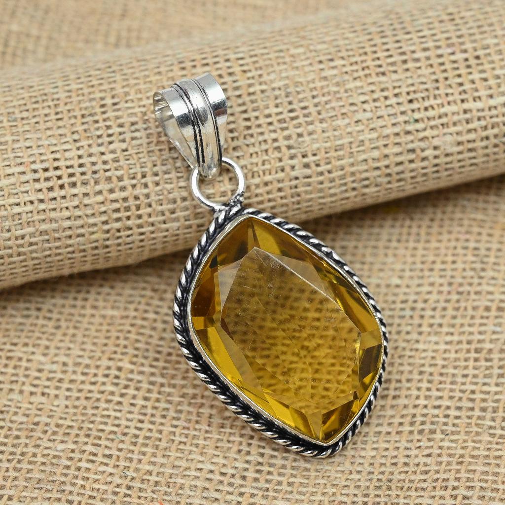 Citrin Topaz 925 Argint Solid Bijuterii Handmade Frumoase Gemstone Pretty Pandantiv