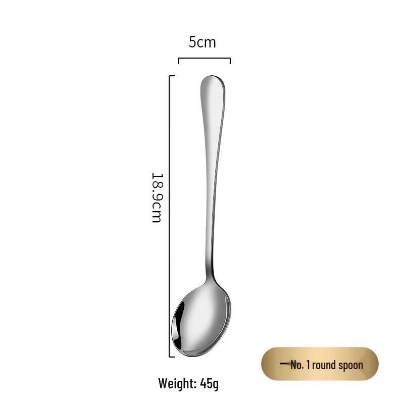 Ouloti Food Grade 304 Stainless Steel Round Spoon