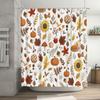 Fall Leaves Pumpkins Shower Curtain Decorative Bath Rug Set For Thanksgiving, Autumn Home Bathroom Decor White Color (180X240Cm)