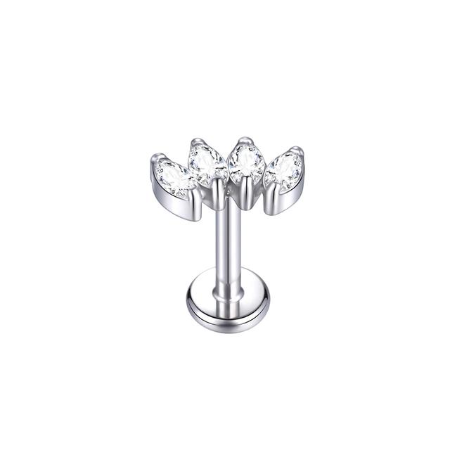 1Pc G23 Titanium Ear Tragus Earring Stud Internally Threaded CZ Crystal Labret Ring Cartilage Helix Piercing Body Jewelry 16G