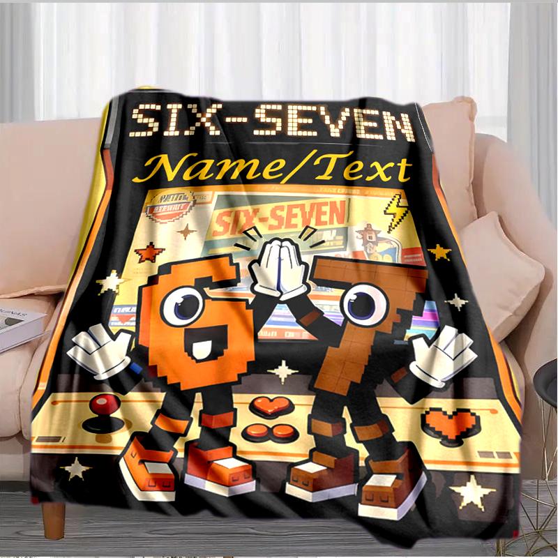 1PC Custom Name "Six-Seven Arcade Fun" Outdooor Flannel Blankets Throw Blanket All-Season Throw Gift Bedspread for Couch, Bed, Camping Holiday Birthda